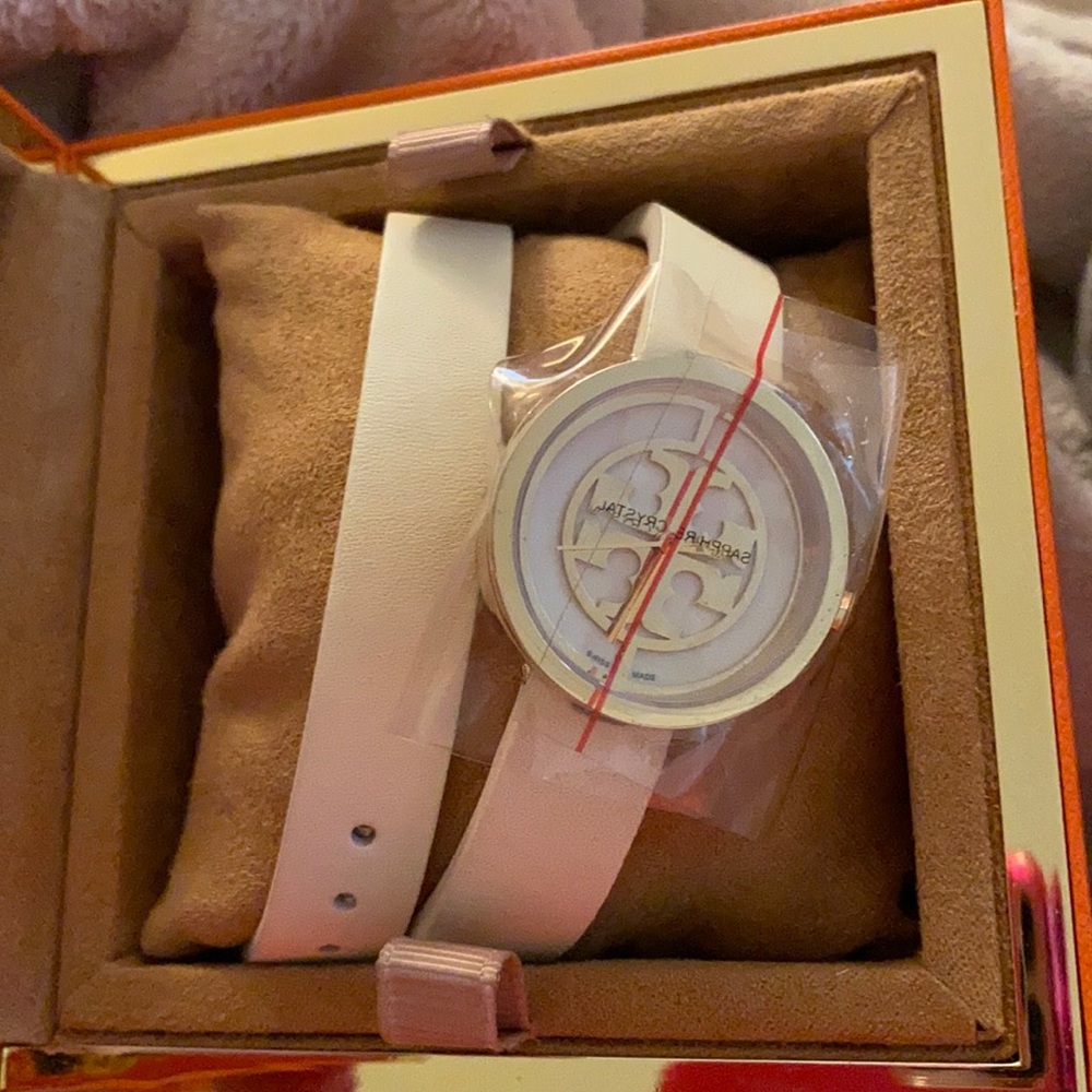 Wrap Around Cream Tory Burch Watch with Original Box and Tag